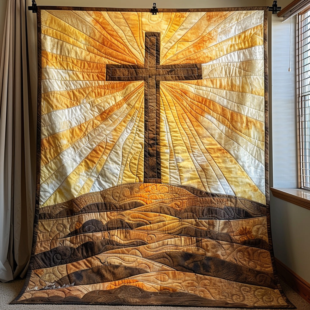 Christian Cross Sunrise Quilted Blanket Bedroom Decor Christmas Good Gifts For Horse Owners - Marykun