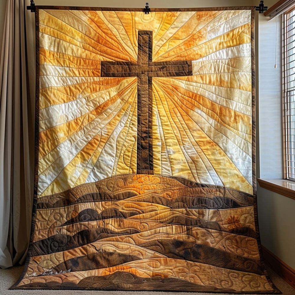 Christian Cross Sunrise Quilted Blanket Bedroom Decor Christmas Good Gifts For Horse Owners - Marykun