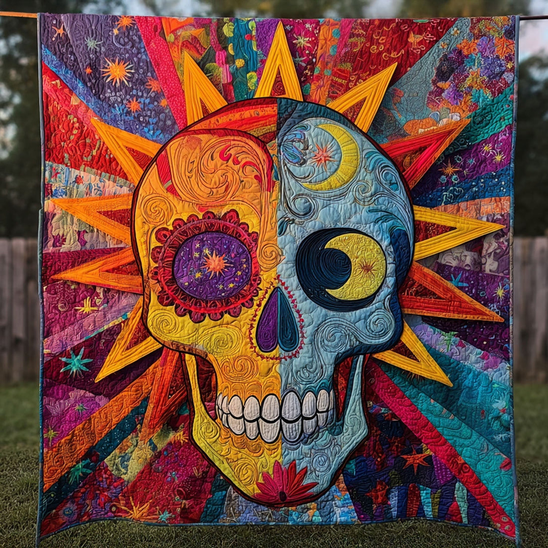 Chromo Skull Quilted Blanket Winter Decor Blanket Skull Inspired Gifts - Marykun