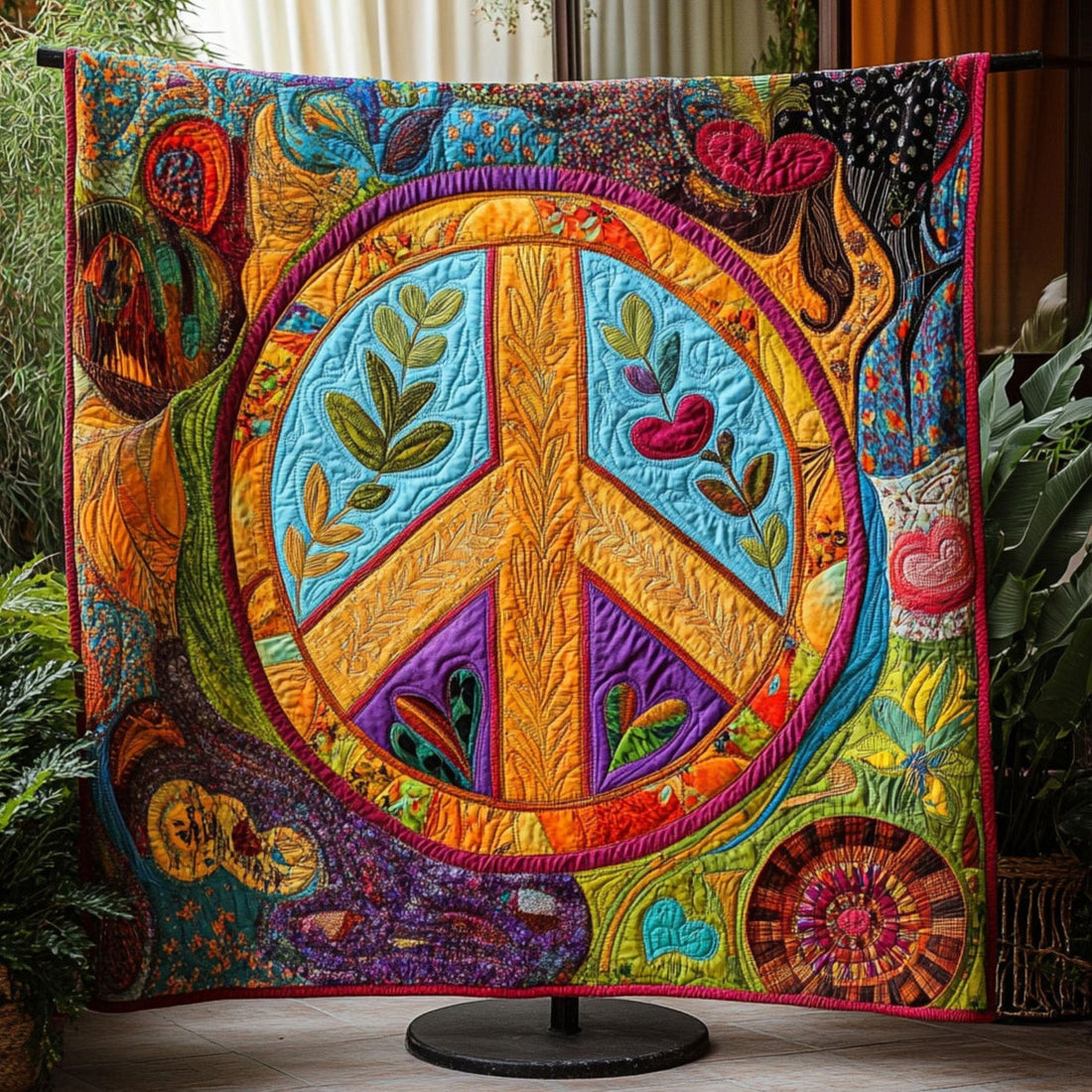 Circle of Tranquility Quilted Blanket Bedroom Decor Christmas Gift Ideas For Hippies - Marykun