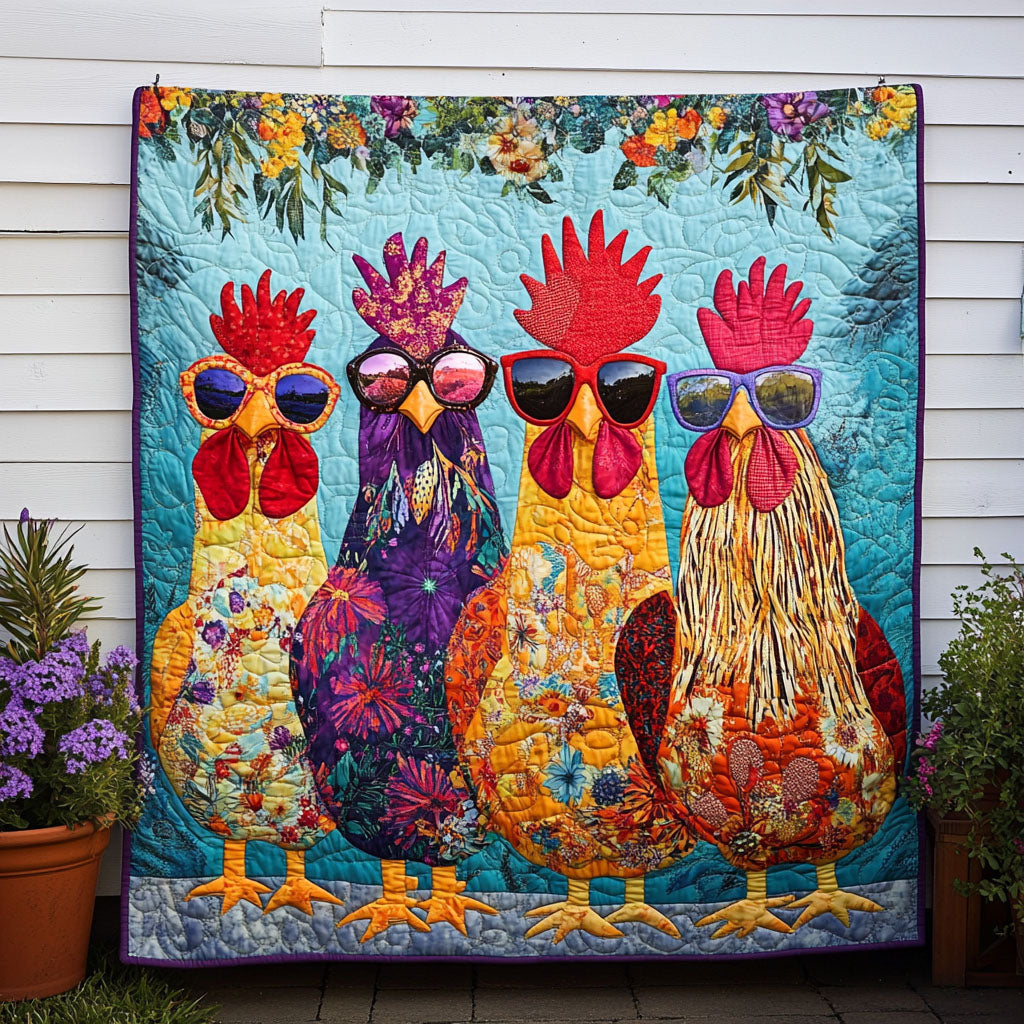 Cluck Couture Quartet Quilted Blanket Best Throw Blanket Christmas Gifts For Chicken Lovers - Marykun