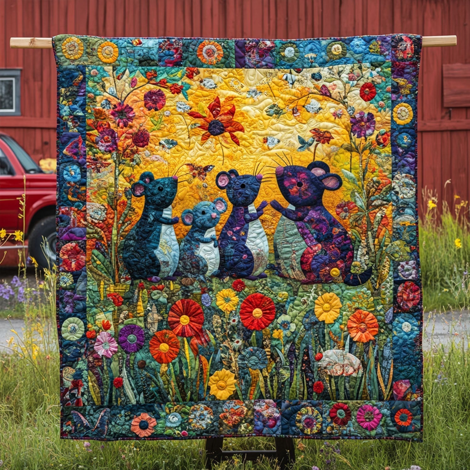 Colorful Critter Parade Quilted Blanket Nice Throw Blanket Best Housewarming Gifts - Marykun