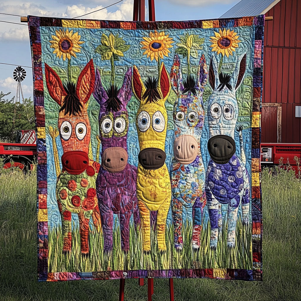 Colorful Herd Quilted Blanket Best Couch Throw Blanket Donkey Present Ideas - Marykun
