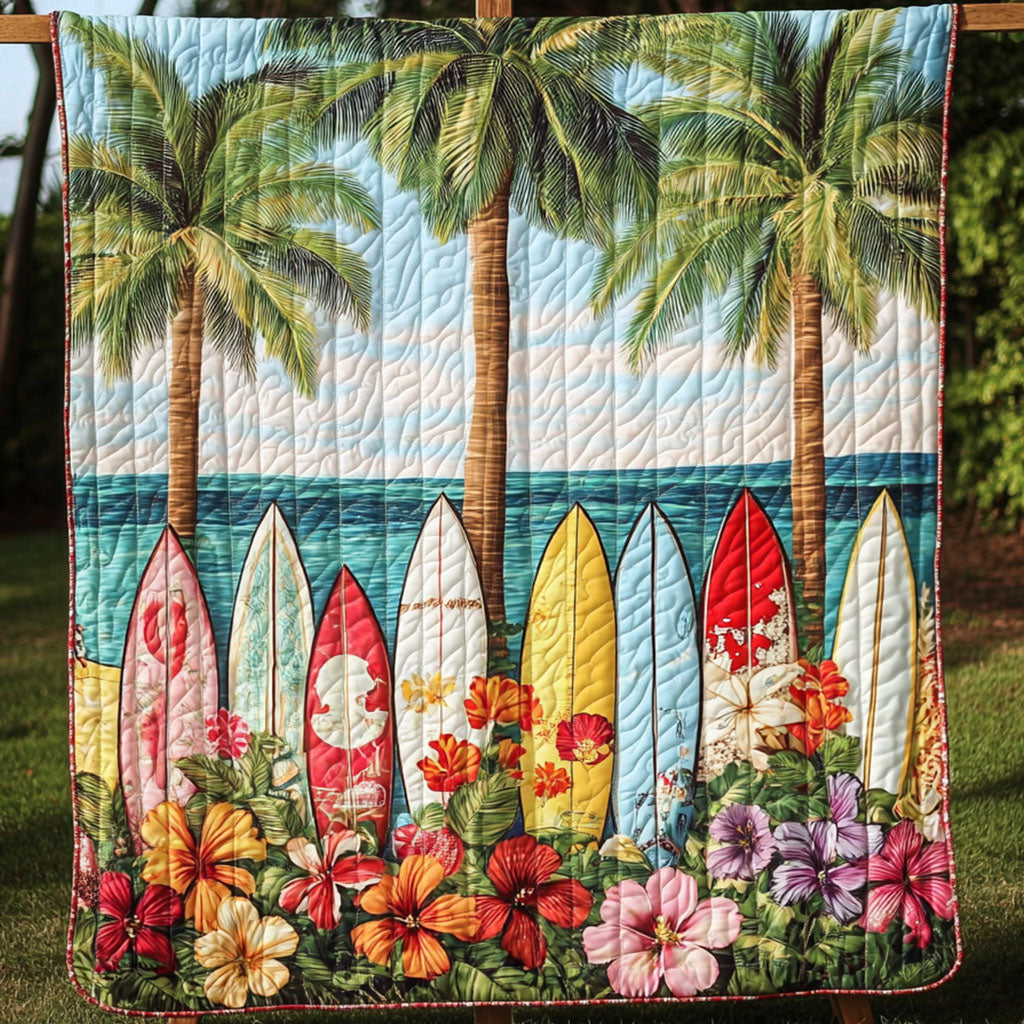 Colorful Waves Quilted Blanket Cool Throw Blanket Presents For Surfers - Marykun