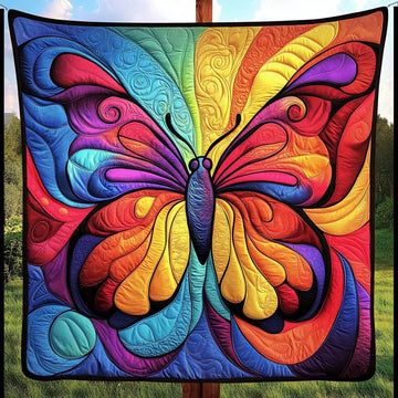 Colorful Wings Quilted Blanket Christmas Throw Blanket Best Butterfly Lover Gifts For Mom - Marykun