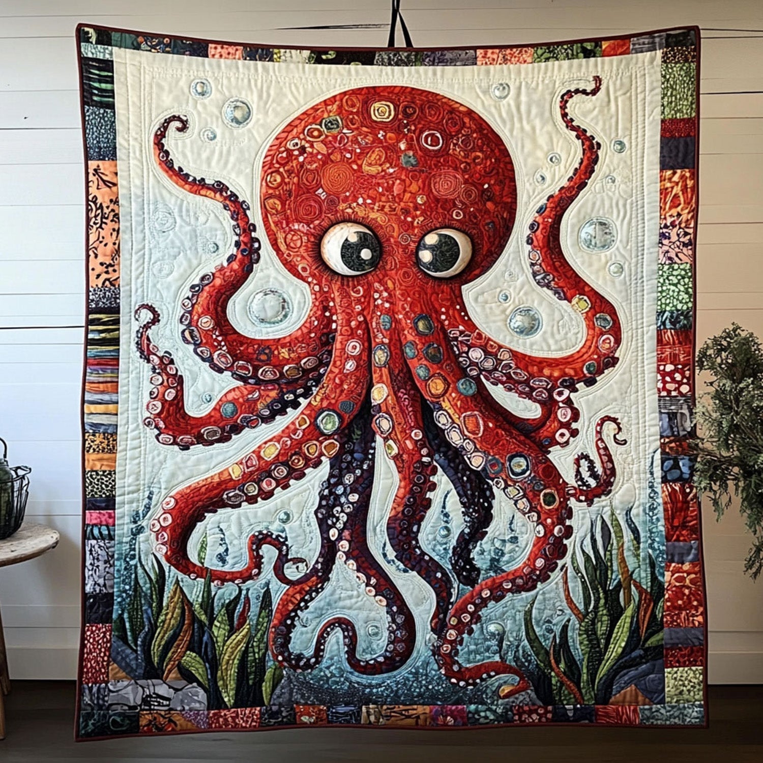 Coral Embrace Quilted Blanket Winter Decor Blanket Octopus Novelty Gifts - Marykun