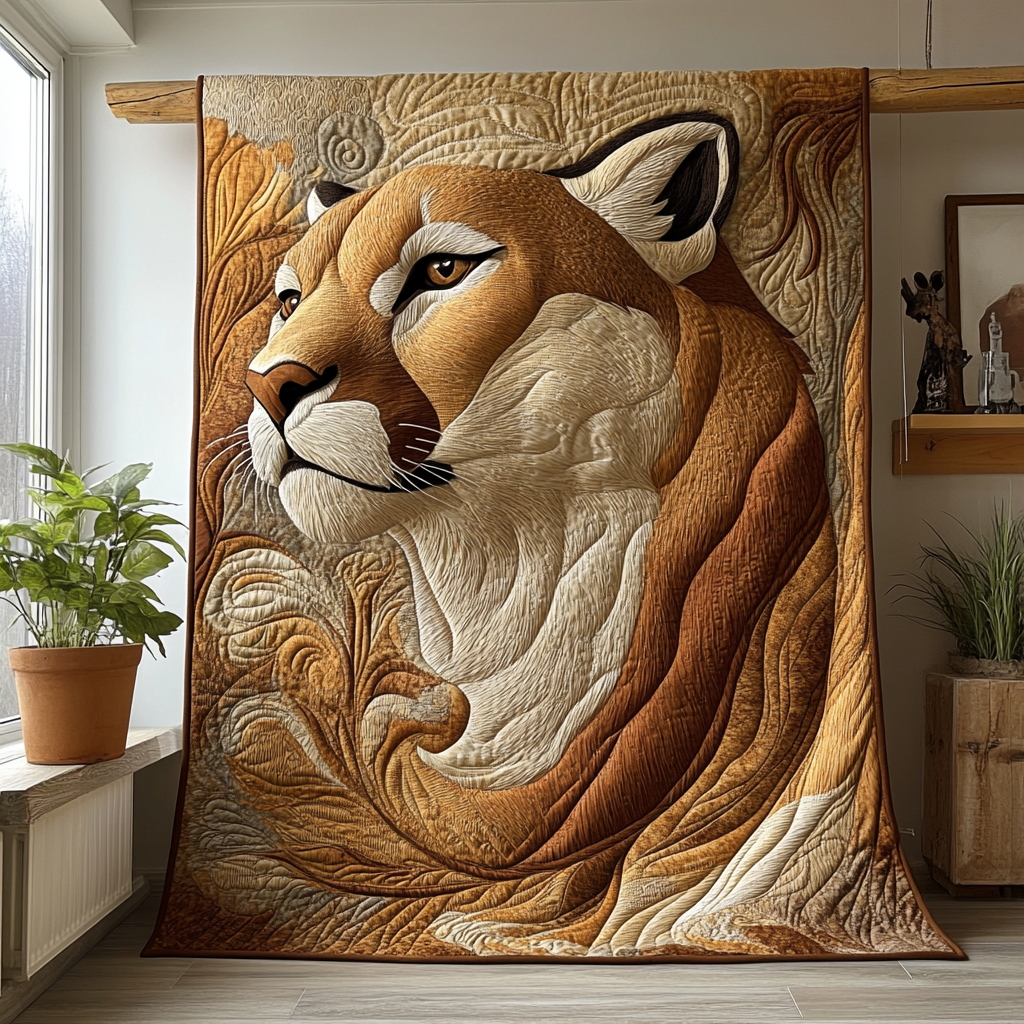 Cougar Charm Quilted Blanket Best Couch Throw Blanket Leopard Print Gifts For Her - Marykun