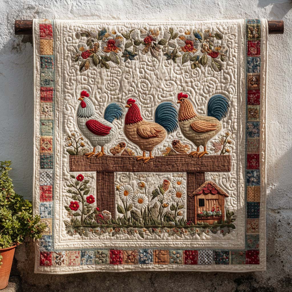 Country Fence Roosters Quilted Blanket Bedroom Decor Christmas Skull Stuff For Guys - Marykun