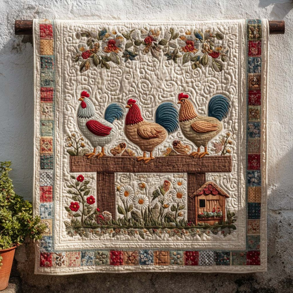 Country Fence Roosters Quilted Blanket Bedroom Decor Christmas Skull Stuff For Guys - Marykun