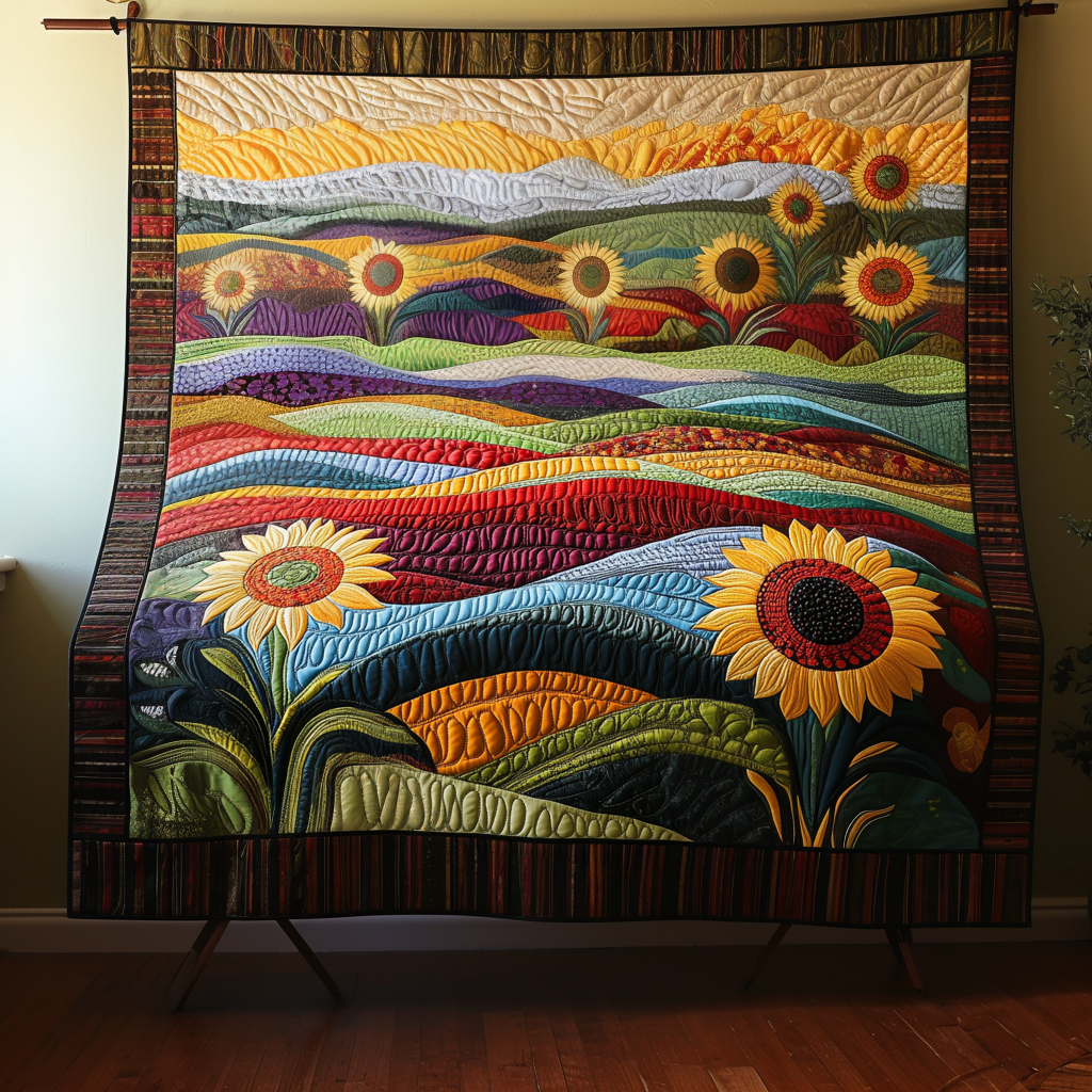 Country Sunflower Dreams Quilted Blanket Bed Christmas Decor Gifts For Sunflower Lovers - Marykun