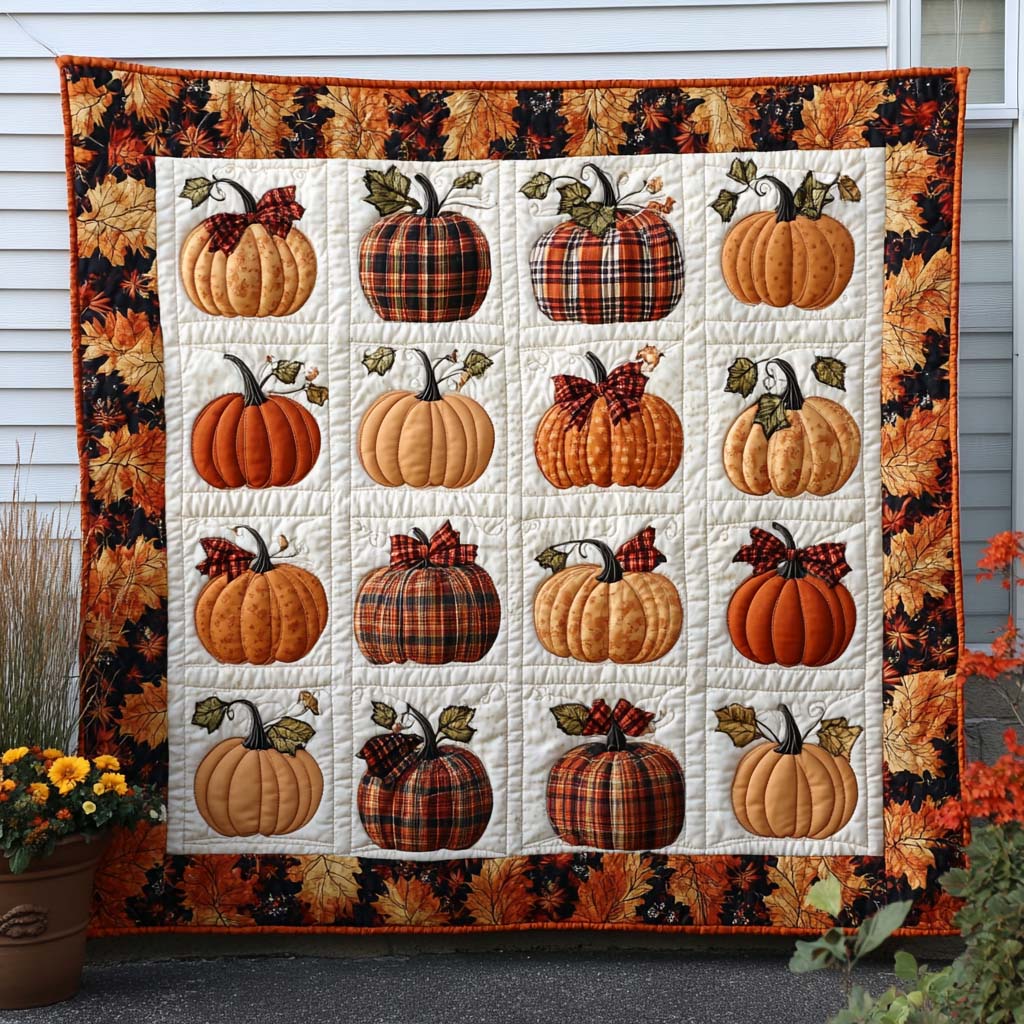Crisp Pumpkin Air Quilted Blanket Cute Fall Throw Blankets Beach Related Gift Ideas - Marykun