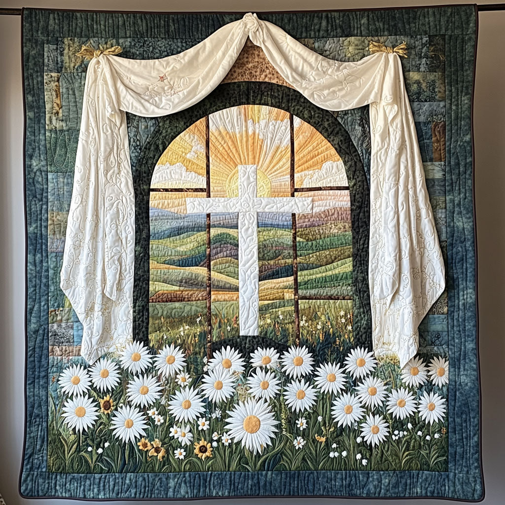 Cross of Blessings Quilted Blanket Best Throw Blanket Spiritual Gift Of Faith - Marykun
