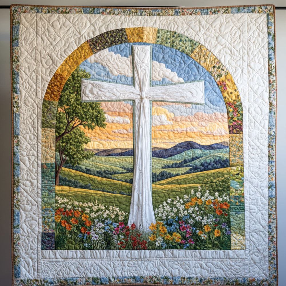 Cross of Courage Quilted Blanket Sofa Couch Throw Blanket Faith Based Christmas Gifts - Marykun