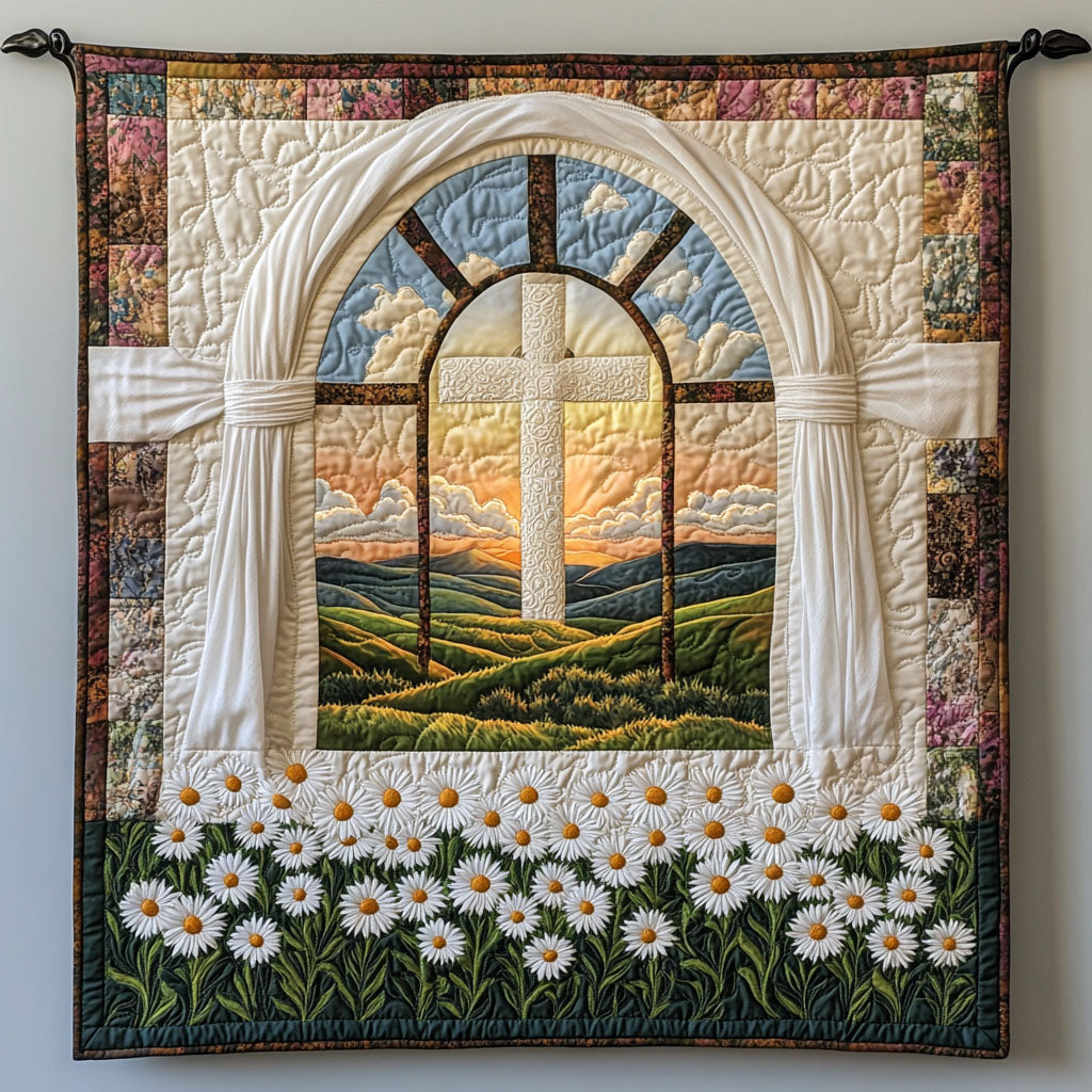 Cross of Devotion Quilted Blanket Best Couch Throw Blanket Faith Gifts For Him - Marykun