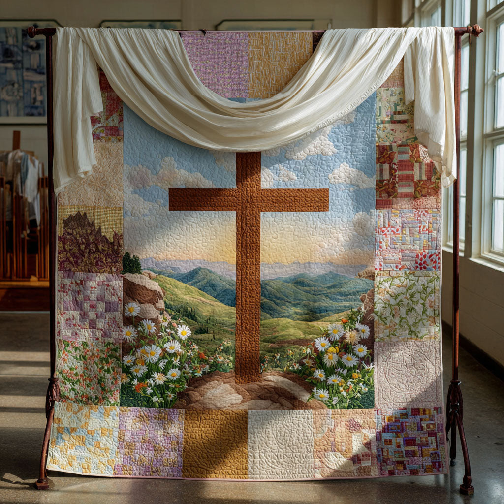 Cross of Freedom Quilted Blanket Winter Decor Blanket African American Gifts For Women - Marykun