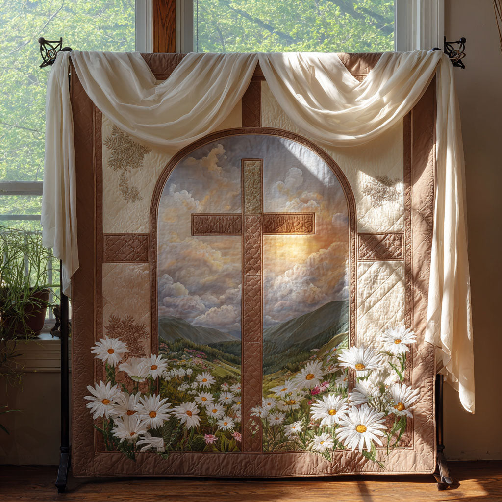 Cross of Glory and Peace Quilted Blanket Christmas Holiday Faith Based Mother'S Day Gifts - Marykun
