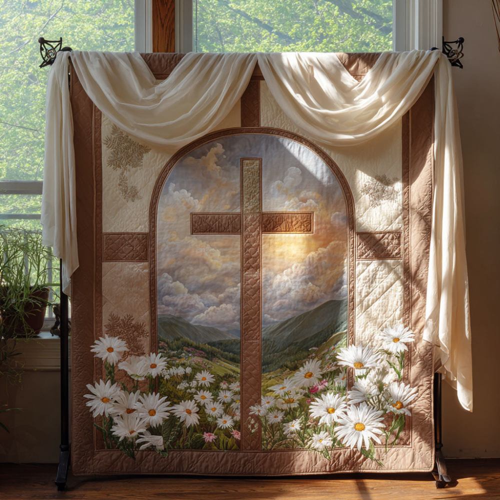 Cross of Glory and Peace Quilted Blanket Christmas Holiday Faith Based Mother'S Day Gifts - Marykun