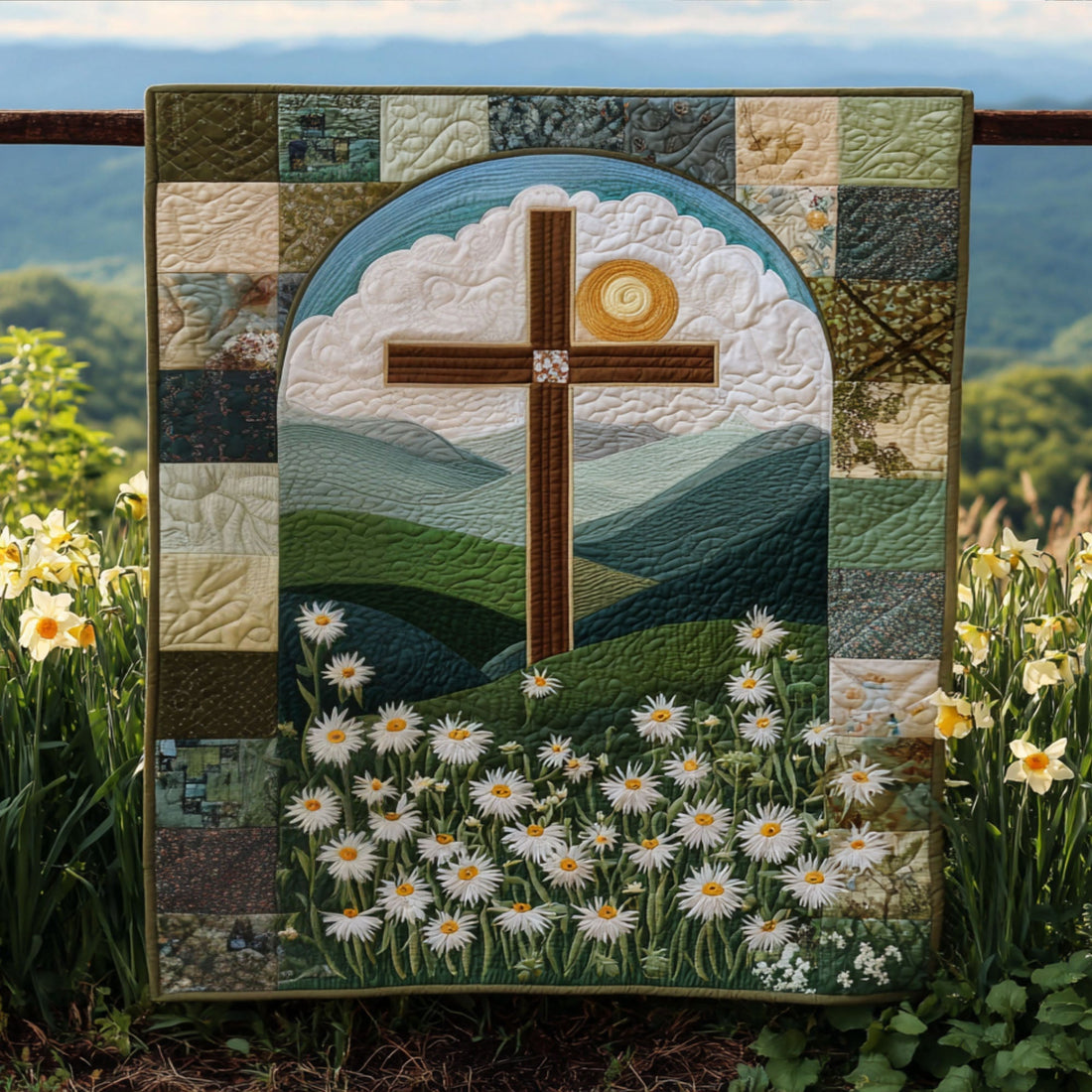 Cross of Grace and Mercy Quilted Blanket Bedroom Decor Christmas Gifts For People Who Own Chickens - Marykun