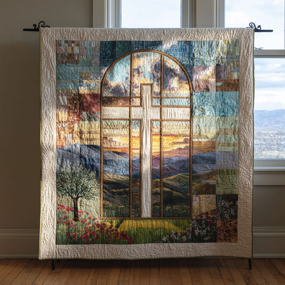 Cross of Healing Quilted Blanket Xmas Holiday Zebra Print Gifts For Her - Marykun