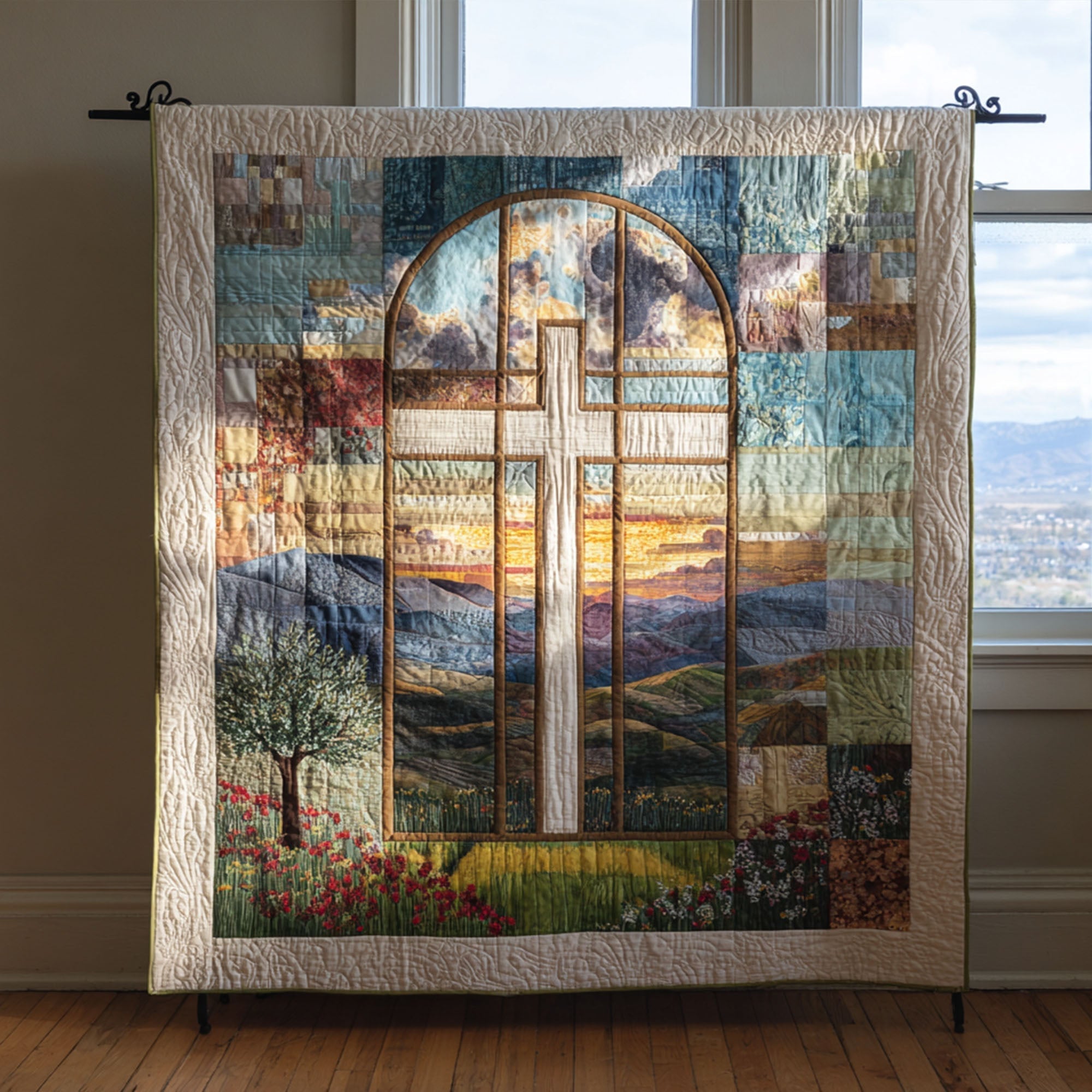Cross of Healing Quilted Blanket Xmas Holiday Zebra Print Gifts For Her - Marykun