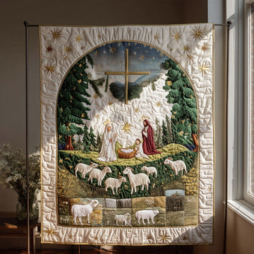 Cross of Life Quilted Blanket Xmas Holiday Unique Halloween Gifts - Marykun