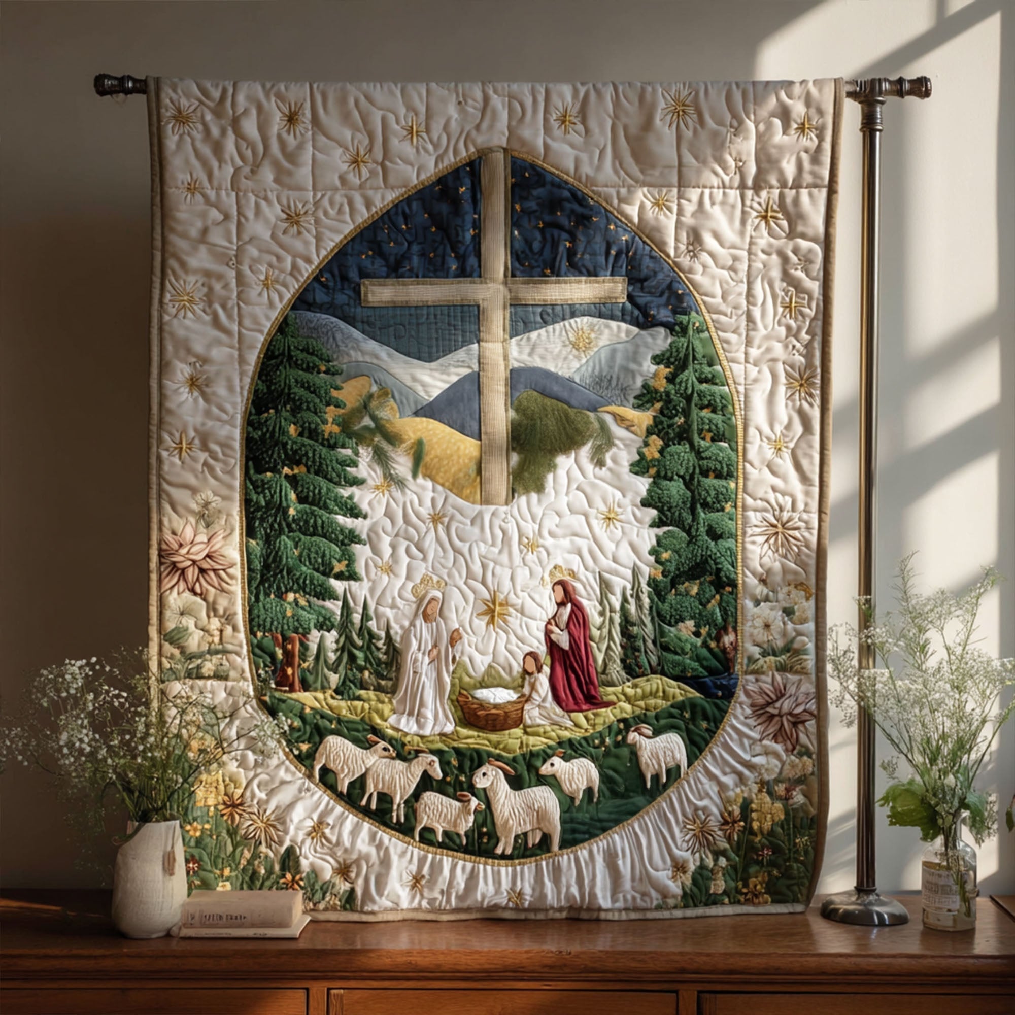 Cross of Love Quilted Blanket Best Throw Blanket Faith Inspired Gifts - Marykun