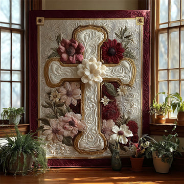 Cross of Serenity Quilted Blanket Bed Christmas Decor Christmas Presents For Christians - Marykun