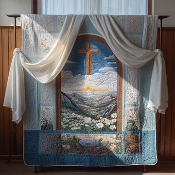 Cross of Trinity Quilted Blanket Holiday Throw Blanket Christian Presents For Her - Marykun