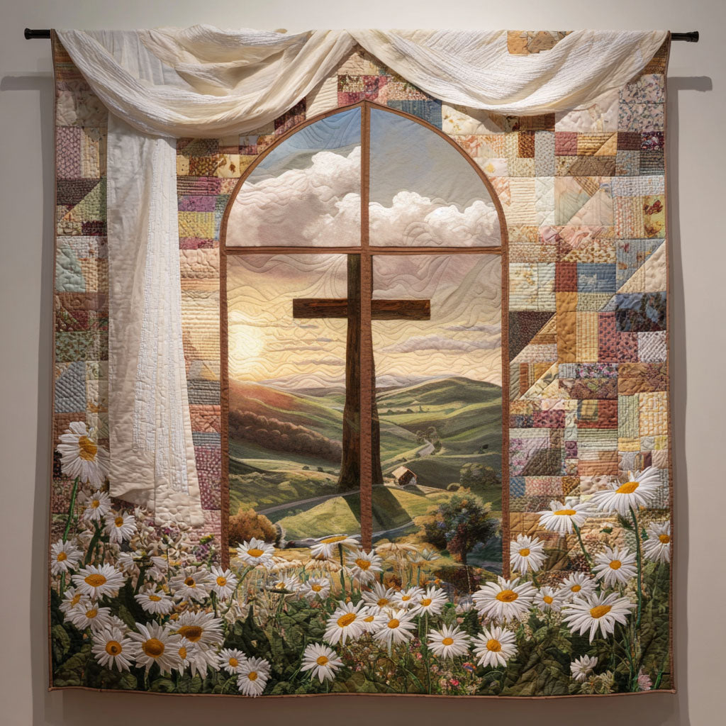 Cross of Truth Quilted Blanket Winter Decor Blanket Religious Gift For Him - Marykun