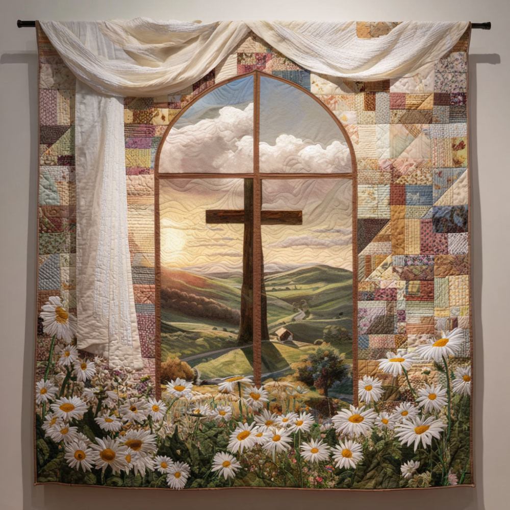 Cross of Truth Quilted Blanket Winter Decor Blanket Religious Gift For Him - Marykun