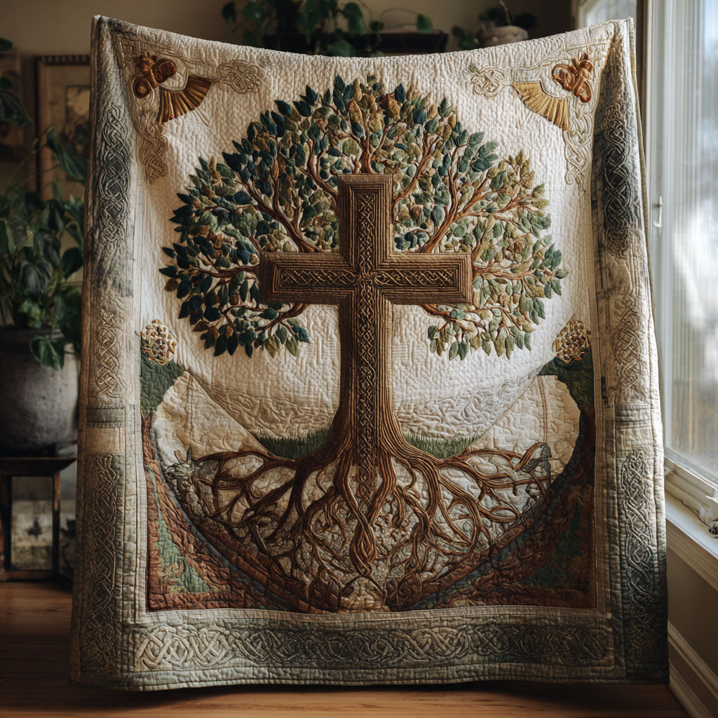 Cross of Unity Quilted Blanket Cool Throw Blanket Faith Based Easter Gifts - Marykun
