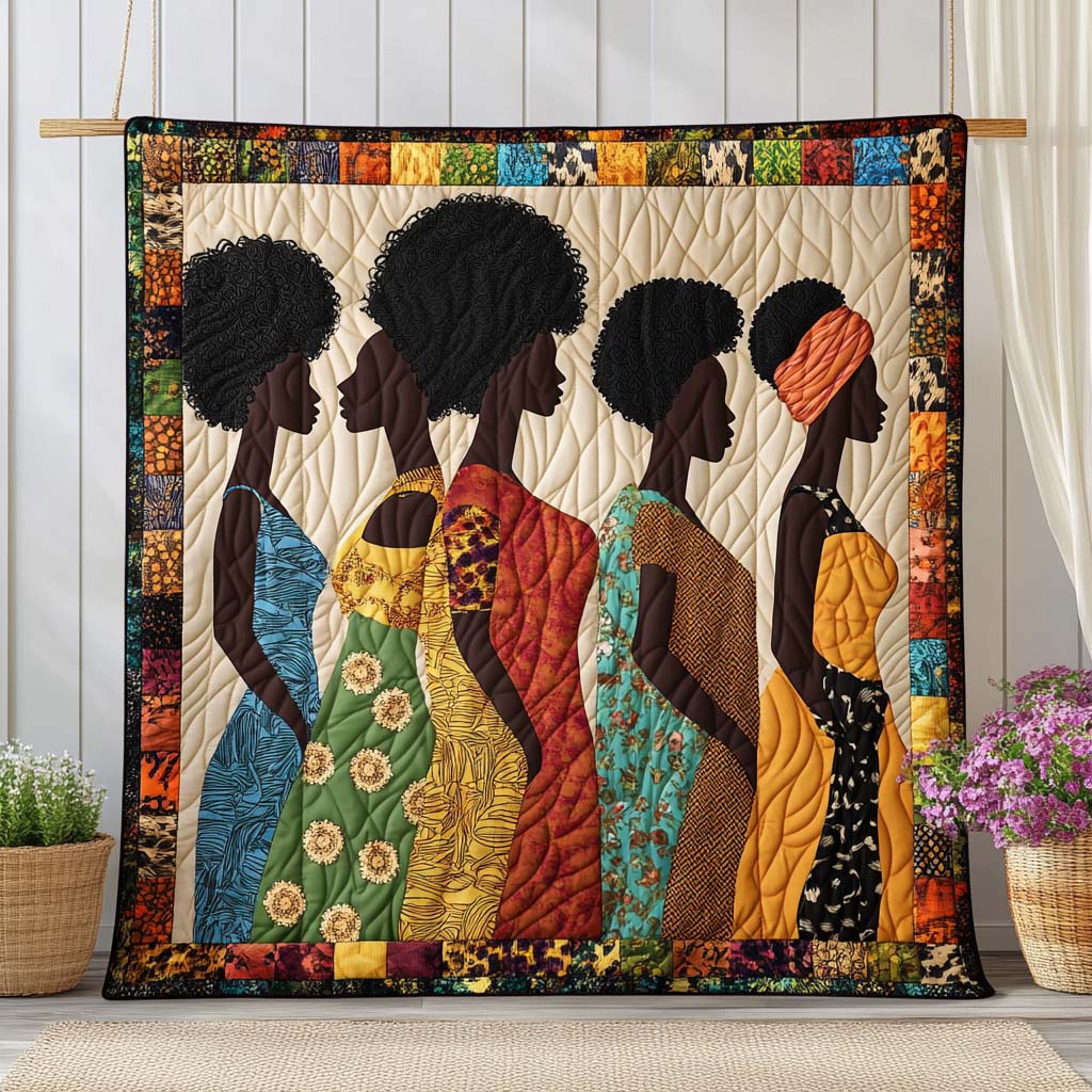 Crowned in Color Quilted Blanket Cute Bedroom Decor African American Gifts For Her - Marykun