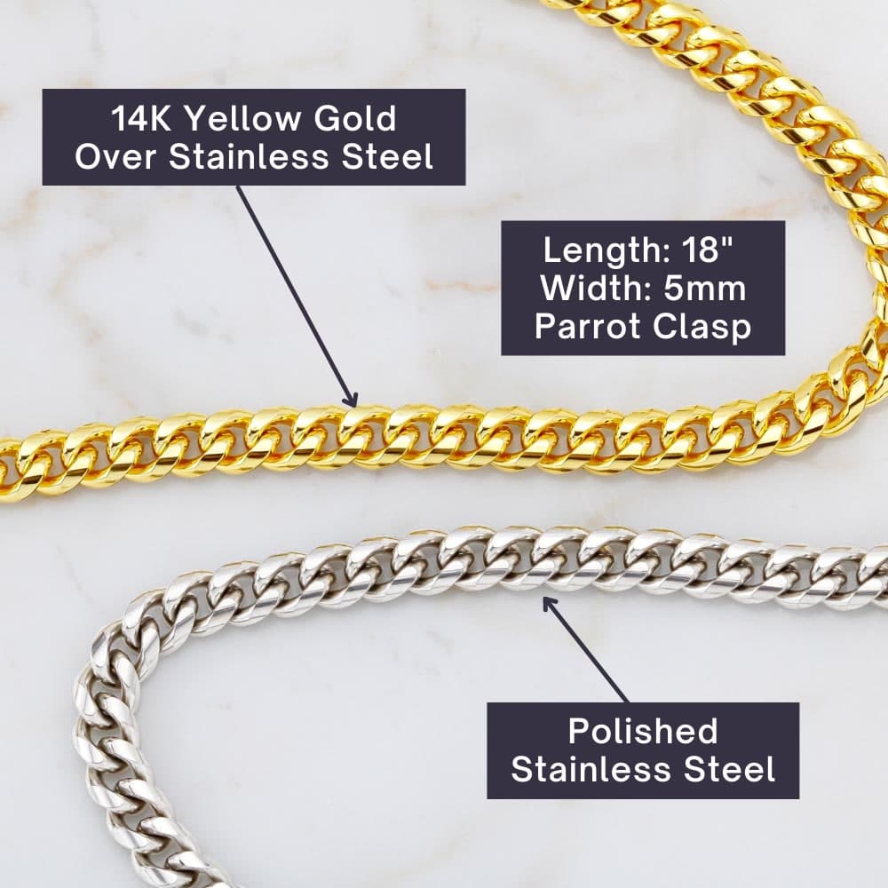 Gift for Son Cuban Necklace - I will always love you no matter where you go through