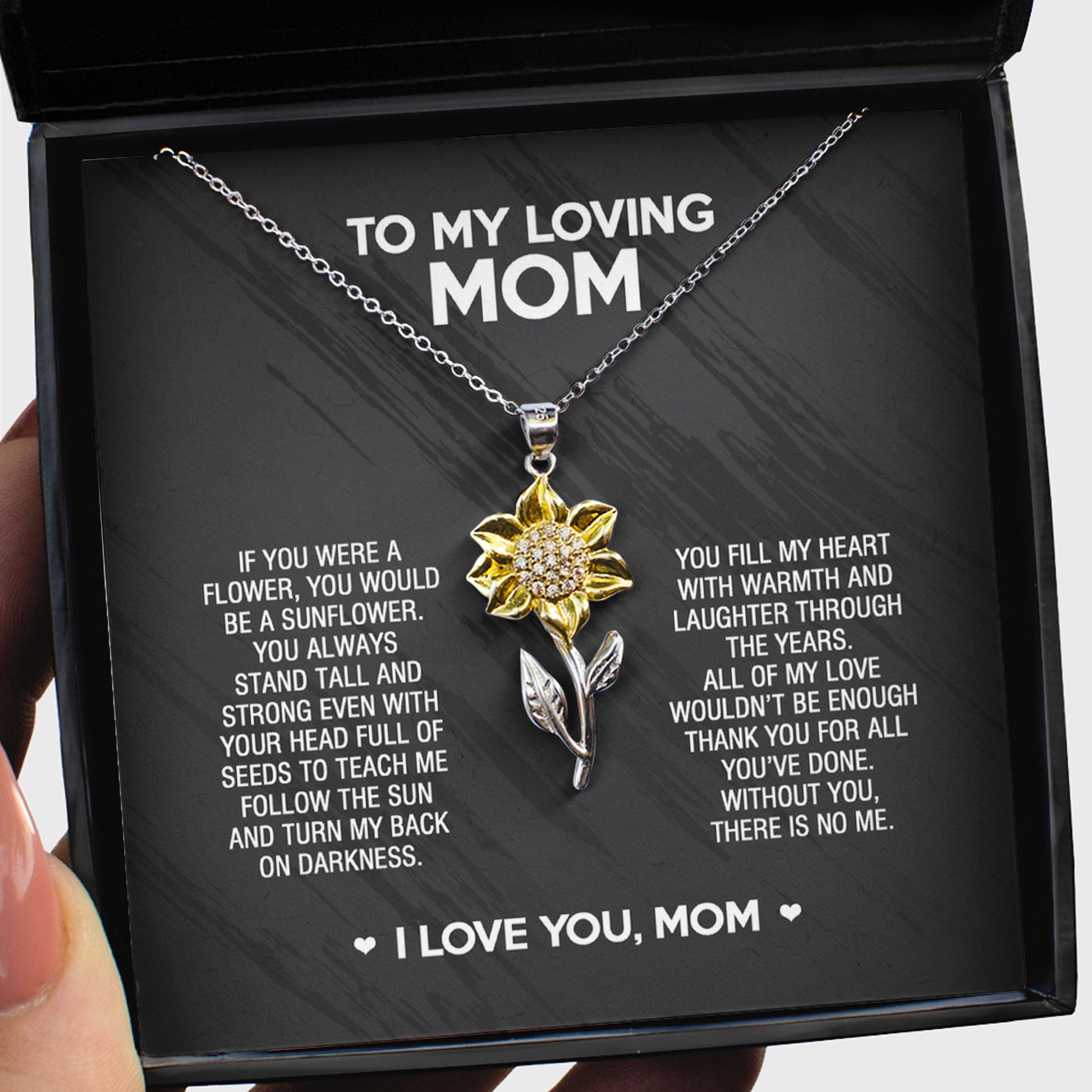 Sunflower Pendant Necklace Gift for Mom- All of my love wouldn’t be enough to thank you for all you’ve done