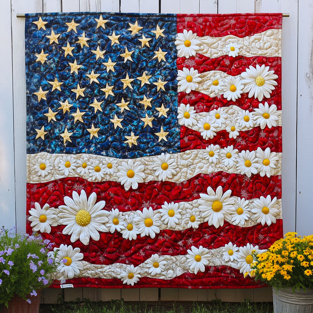 Daisy Banner Quilted Blanket Best Throw Blanket Patriotic Gifts For Men - Marykun