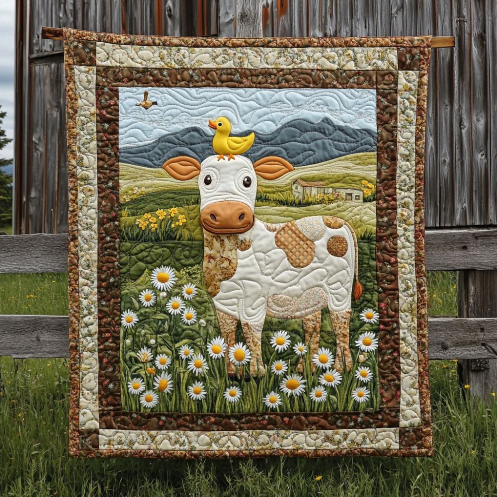 Daisy Meadow Quilted Blanket Cute Bedroom Ideas Gifts For A Cow Lover - Marykun