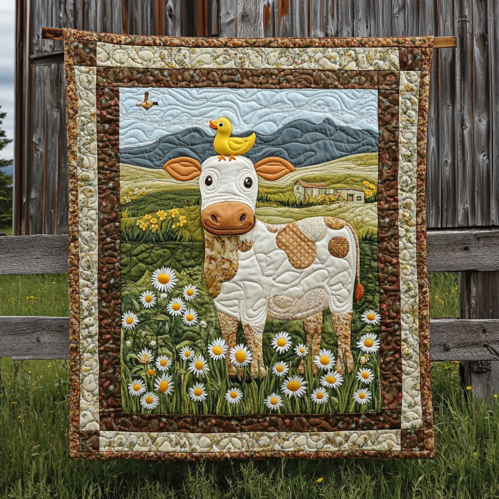 Daisy Meadow Quilted Blanket Cute Bedroom Ideas Gifts For A Cow Lover - Marykun