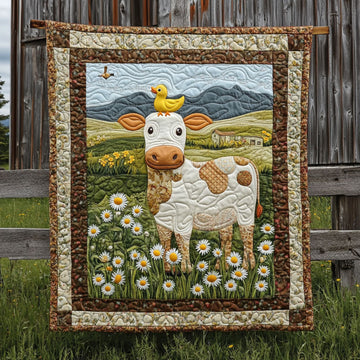 Daisy Meadow Quilted Blanket Cute Bedroom Ideas Gifts For A Cow Lover - Marykun