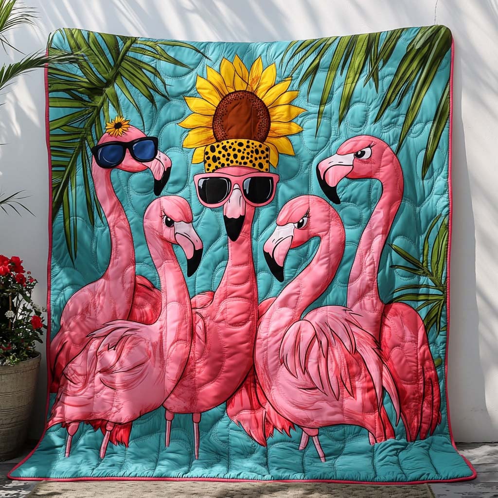 Dancing Feathers Quilted Blanket Bed Christmas Decor Flamingo Christmas Presents - Marykun