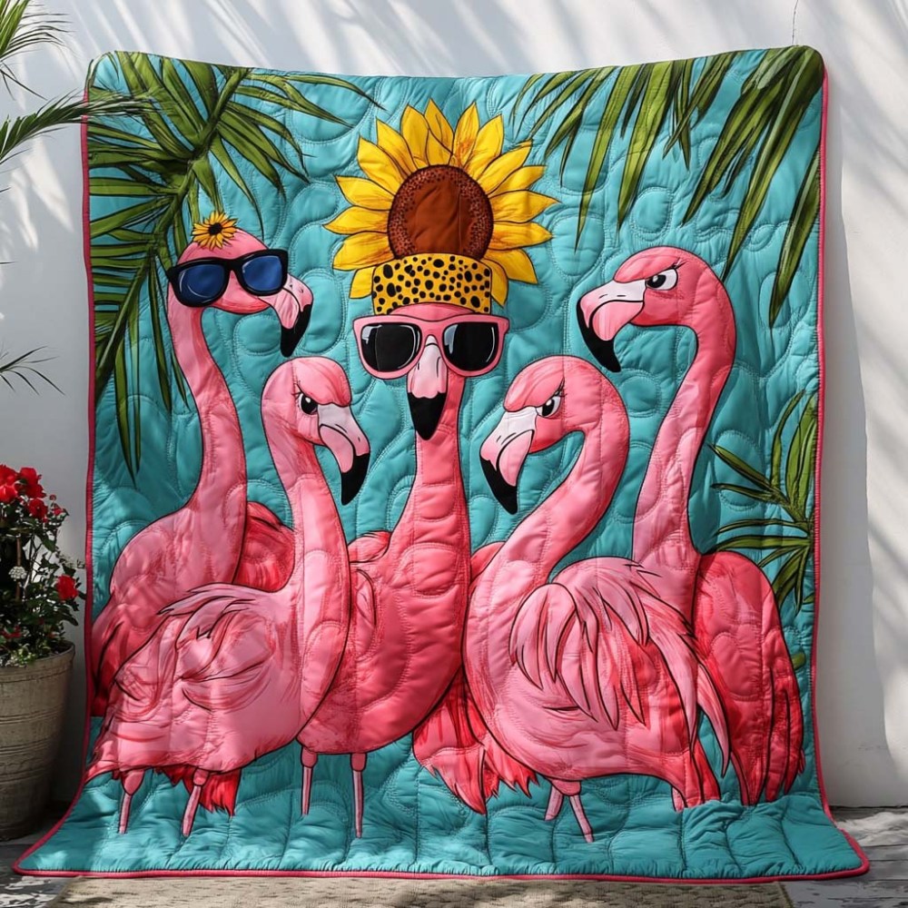 Dancing Feathers Quilted Blanket Bed Christmas Decor Flamingo Christmas Presents - Marykun