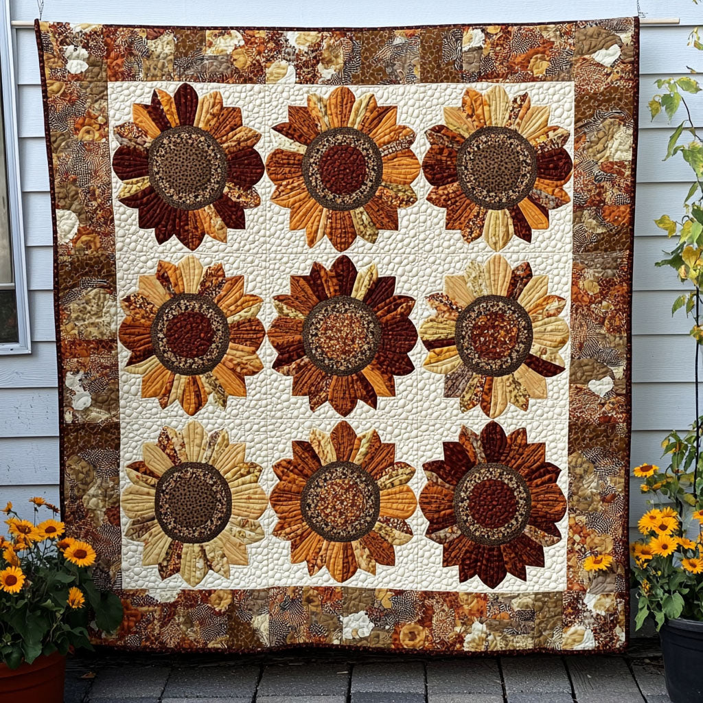 Dancing Sunlight Quilted Blanket Cute Throw Blanket Sunflower Birthday Gifts - Marykun