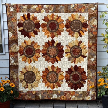 Dancing Sunlight Quilted Blanket Cute Throw Blanket Sunflower Birthday Gifts - Marykun