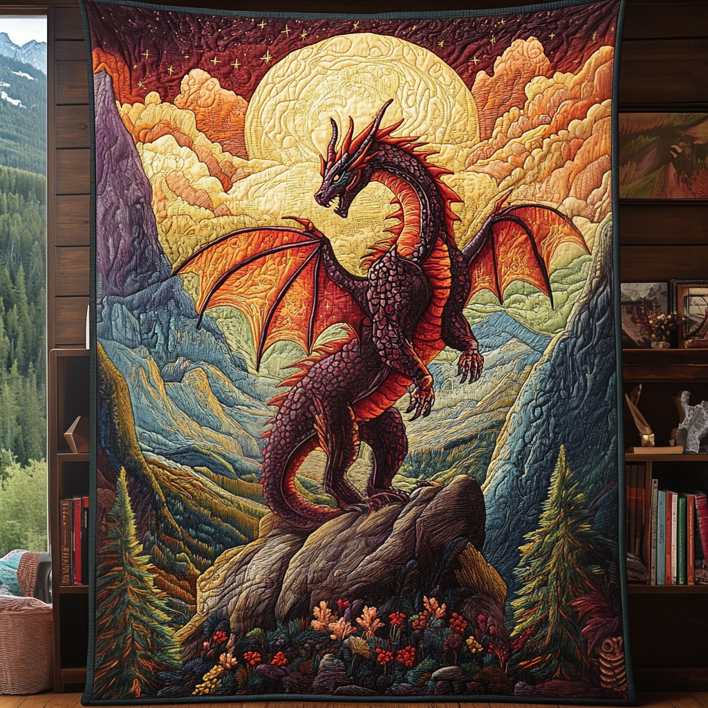 Dark Ember Quilted Blanket Best Throw Blanket Unusual Dragon Gifts - Marykun