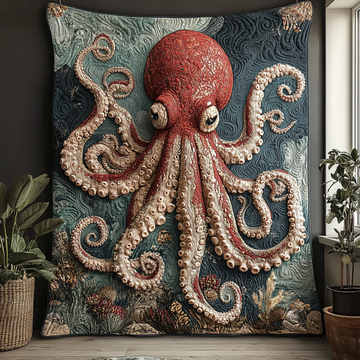 Dark Water Phantom Quilted Blanket Nice Throw Blanket Cool Octopus Gifts - Marykun
