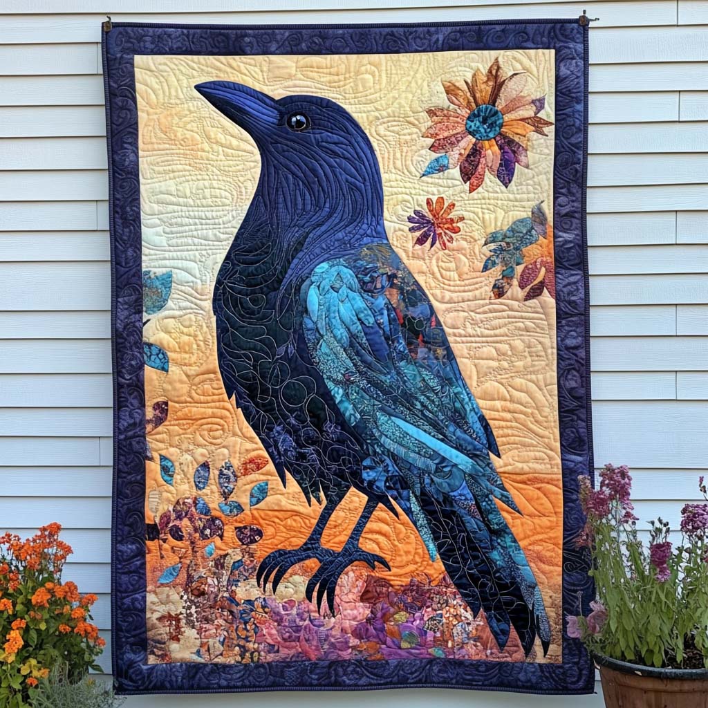 Dark Winged Watcher Quilted Blanket Christmas Bedroom Decor Raven Themed Gifts - Marykun