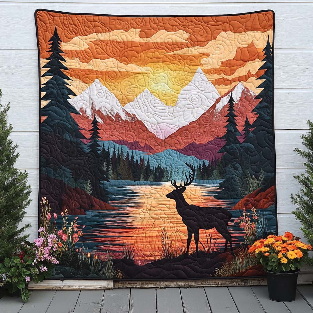 Deer in Bloom Quilted Blanket Christmas Throw Blanket Top Gifts For Deer Hunters - Marykun