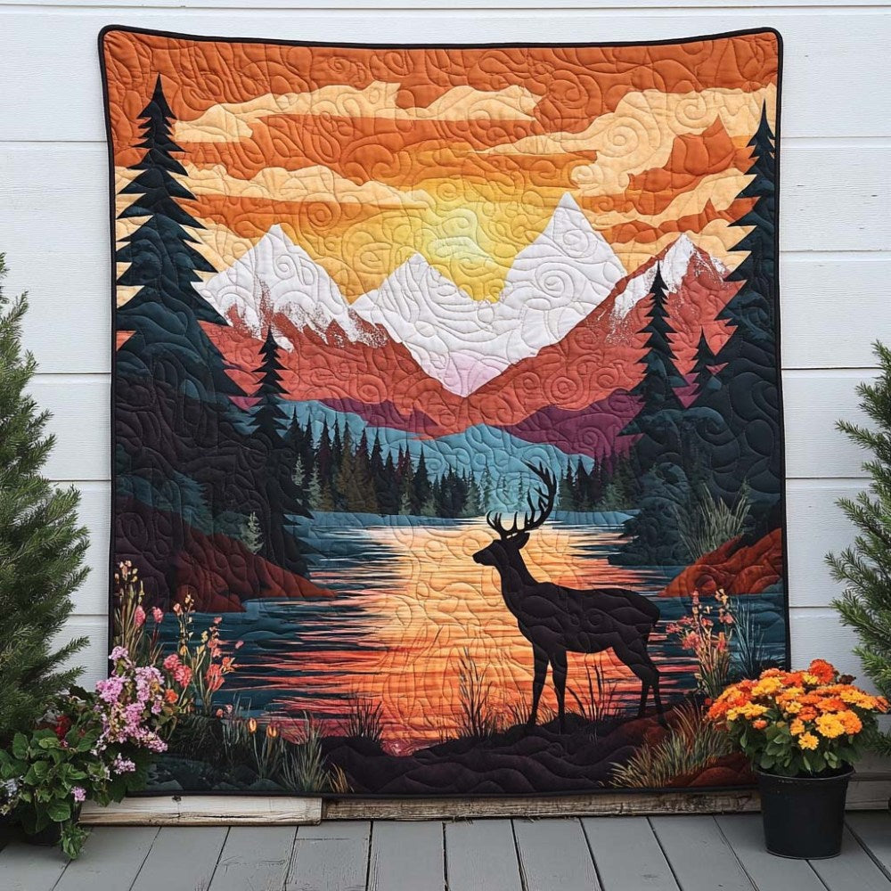 Deer in Bloom Quilted Blanket Christmas Throw Blanket Top Gifts For Deer Hunters - Marykun