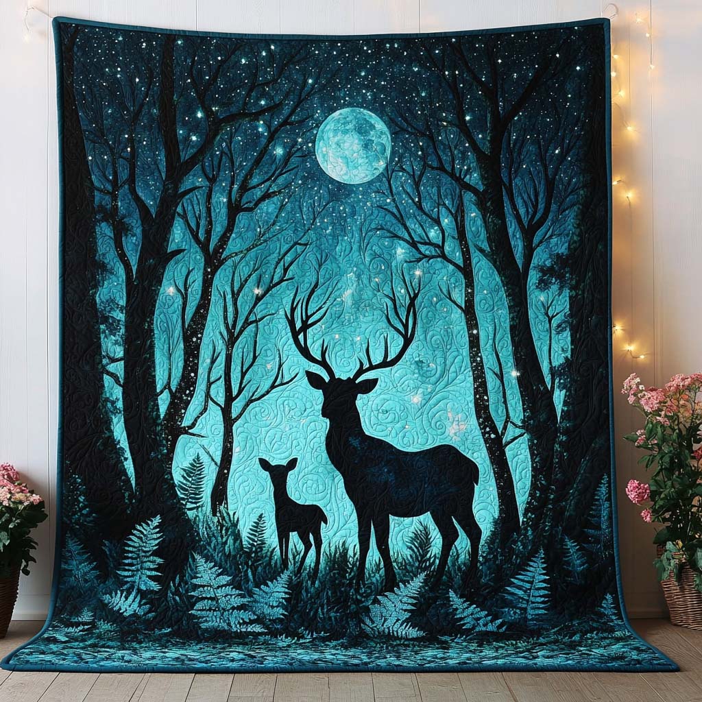 Deer Serenity Quilted Blanket Xmas Holiday Gifts For Deer Hunters - Marykun
