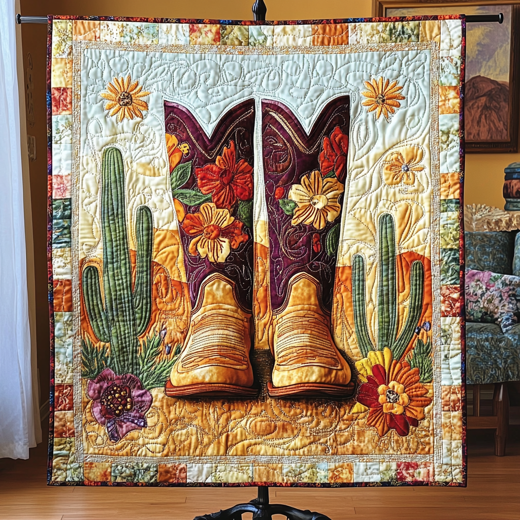 Desert Boots Quilted Blanket Bedroom Decor Cowboys Christmas Gifts - Marykun