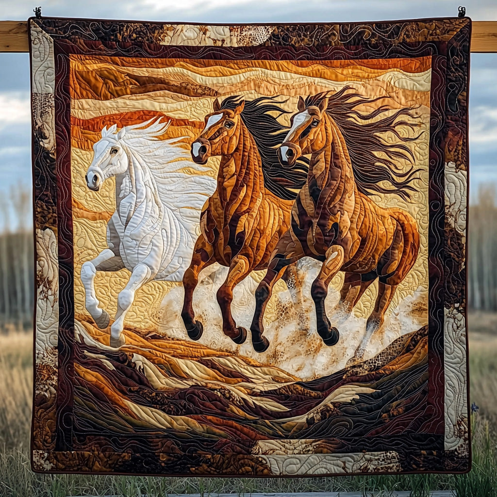 Desert Horse Quilted Blanket Cool Throw Blanket Best Gifts For Horse Owners - Marykun